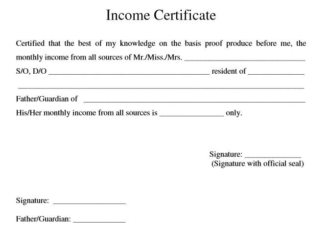 Income Certificate